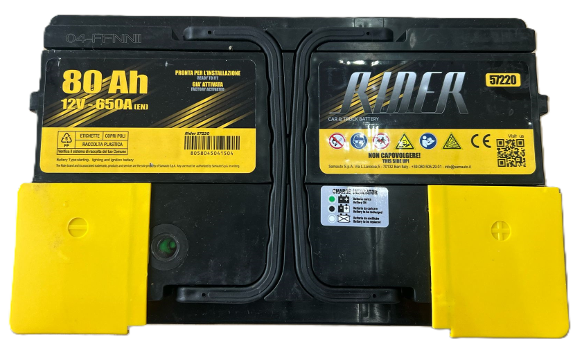 BATTERIA AUTO RIDER L3 80 Ah 650A EN = FIAMM VARTA BOSCH 74 DX + PRONTA ALL'USO