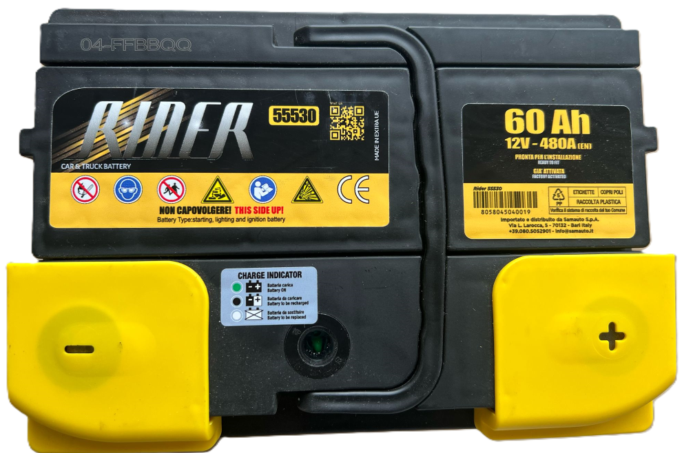BATTERIA AUTO RIDER L2 60 Ah 540A EN = FIAMM 60 DX + PRONTA ALL'USO