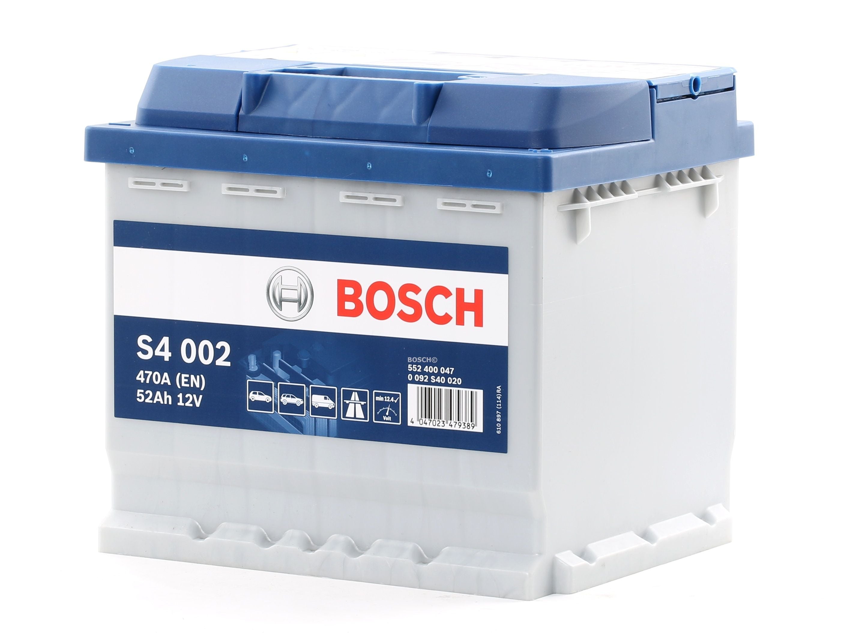 BATTERIA AVVIAMENTO AUTO BOSCH 52 AH 12V 470A 207x175x190 - 0092S40020