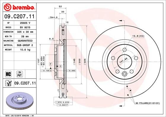 BREMBO - DISCO FRENO ANT - RANGE ROVER EVOQUE DIESEL -  09.C207.11