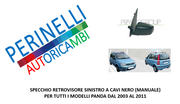 SPECCHIO RETROVISORE SX A CAVI NERO FIAT PANDA 169 2003 - 2011