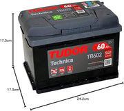 BATTERIA PER AUTO 12V 62 AH POSITIVO A DX 540A SPUNTO TUDOR EXCELL = 60 AH TB620