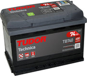BATTERIA PER AUTO 12V 74 AH POSITIVO A DX 680A SPUNTO TUDOR EXCELL = 74 AH TB740